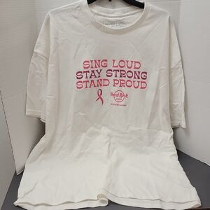 NWOT Hard Rock Cafe White Tee with Pink Text